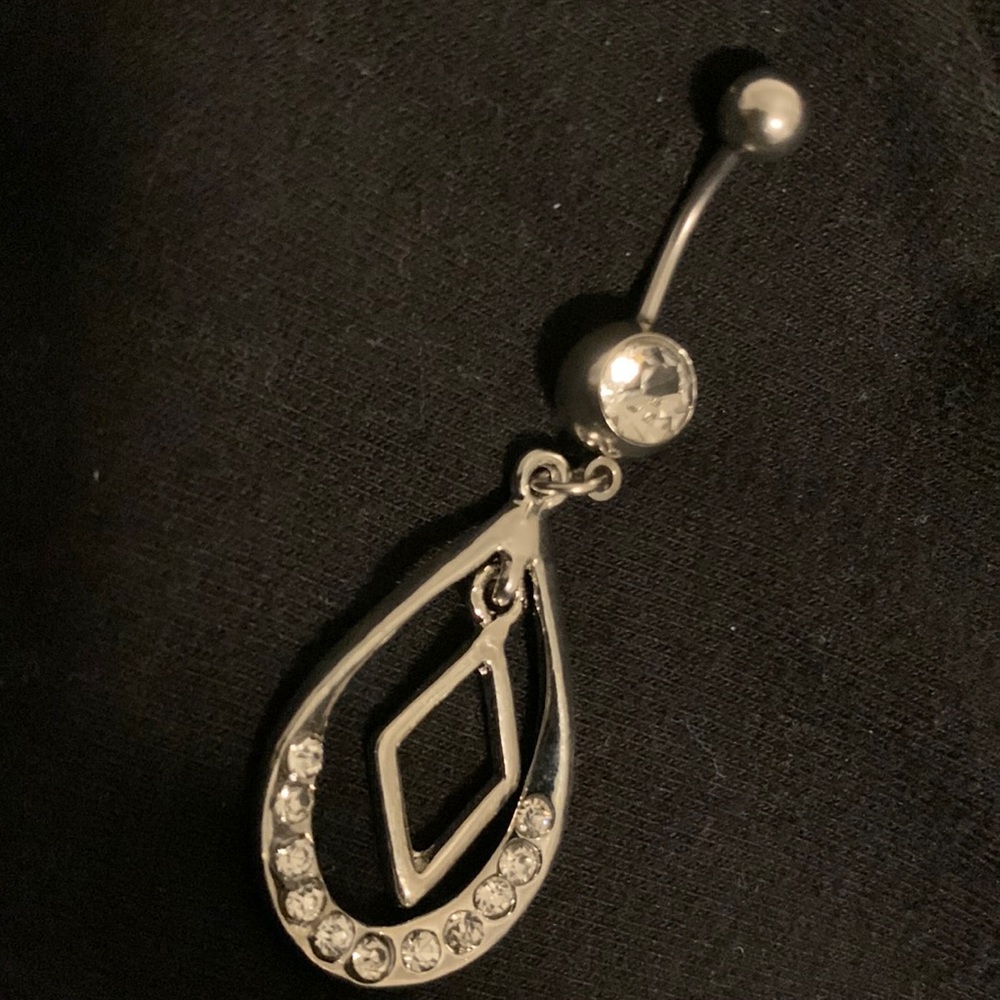 Clear crystal -crystal dangle belly ring